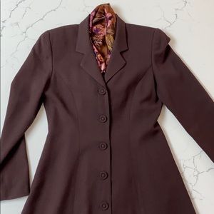 Skater style dress with button down front - rich dark brown color